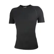 WW Mens Australia Made Pure Wool 170gsm Short Sleeve Thermal Top Black (U866)
