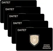 [DAITET] RFID Blocking Cards for Men & Women, 5 Pack Slim Contactless NFC Bank Debit Credit Card Passport Protector Blocker Set, Protection Entire Wallet or Purse(Black Gold)