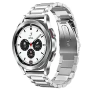 For Garmin Forerunner 245 Music Bands, 20mm Stainless Steel Metal Replacement Strap Bracelet Women Men (Silver)