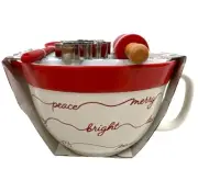 BAKESHOP Christmas Joy Mixing POURING BOWL Spoon Rolling Pin Cookie Cutter NEW