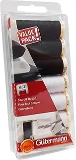 Gutermann Sew-All Polyester Thread Set 7 Spools-Black & White -713311-1