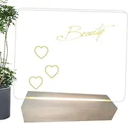 Acrylic Dry Erase Board with Light | Wooden Base Dry Erase Message Board - Creative Writing Board, Memo Board with Light, Illuminated Drawing Board for Offices, School, Home