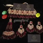 Asian Indian Pakistani Jewellery Set polki Choker necklace Earrings Jhummar gold