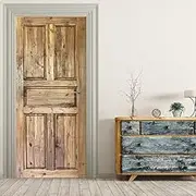 VIRANDA 3D Door Stickers Peel and Stick Murals - Wooden Door - Door Wall Decals Self-Adhesive Removable Waterproof PVC Door Pictures Poster for Bedroom Living Room Door Decoration 30.3"x 78.7"