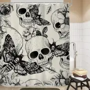 LGhtyro Gothic Skull Moth Shower Curtain Bathroom Set 60Wx71H, A-skull Moth02