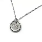 New DAVID YURMAN Cabled Round Initial M 18" Necklace in White 18K & Gold Diamond