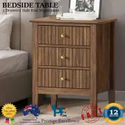 Bedside Table 3 Drawers Side End Storage Furniture Nightstand Furniture Walnut