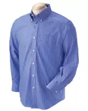 Devon & Jones Men's Size XL Long Sleeve Dress Shirt Blue English Stripe