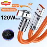 120W 7A Fast Charge Usb Type C Data Cable 180 Degree Rotating Gaming Elbow Cable