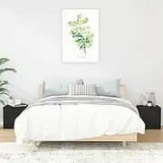 Bedside Nightstand Table: Black Night Stand with Door, Wooden Texture, Perfect for Bedroom, Living Room, and Storage Furniture - Set of 2
