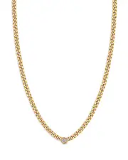 Zoe Chicco 14k Yellow Gold Floating Diamond Small Curb Chain Necklace, 16