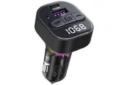 Bluetooth 5.3 FM Transmitter for Car, Bluetooth Car Adapter with TypeC PD(30W) Car Charger and QC3.0 USB Port, Wireless FM Radio Transmitter, Support MP3 Player, Handsfree Calling, LED Backlit,U Disk(Black)