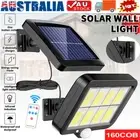 160 LED Solar Motion Sensor Romote Light Outdoor Garden Wall Security Flood Lamp