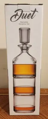 Godinger 4-Piece Duet Stacking Decanter Set G6073 New Liquor Wine Decanter NIB