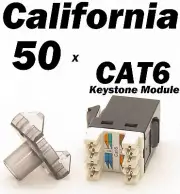50 X Pcs Keystone 8P8C CAT6 RJ45 Network 110 Style Socket Punch Down Jack Black