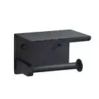 Toilet Paper Roll Holder Black with Shelf Stainless Steel Wall Mounted Bathroom