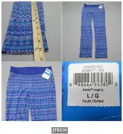 Columbia Girls Glacial Leggings Large Purple Micro Fleece Pants Geometric Design