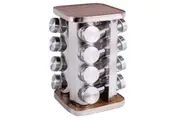 16pcs Rotating Stainless Steel Spice Rack Organizer Kitchen Countertop Rotating