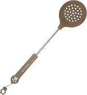 STOBAZA Silicone Food Serving Strainer Spoon Heat Resistant Long Handle Skimmer Spoons for Filtration for Rice Noodles Desserts and More