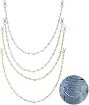 [HOBBIESAY] 2 Colors 4Pcs Punk Pants Belt Chain Platinum Golden Cool Pants Chain Vintage Jean Chains Wallet Chains for Women Men Pant Jeans Wallet Decoration, 57cm, Alloy, No Gemstone