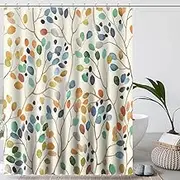 Amaredom Floral Shower Curtain for Bathroom, Colorful Leaves Curtain Bathroom Decoration, Shower Curtain Set with Curtain Hooks