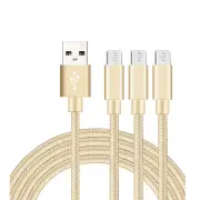 Catzon 1M 2M 3M 3Packs Micro USB Cable Nylon Braided Phone Cable Fast Charger Cable USB Cord -Gold