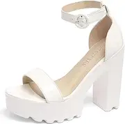 [GATUXUS] Women's Platform Block High Heels Sandals Open Toe Ankle Strap Lug sole Chunky Heels Sexy Dress Shoes