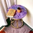 Amethyst Stones Coffee Table, Purple Amethyst side table Handmade Art Interior