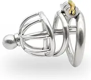 joysperous BDSM Stainless Steel Bondage Penis Cage With Urethral Dilator Chastity Cage Chastity Belt SM Chastity Device, 3 Ring Sizes To Choose From Chastity Sex Toys For Men(50mm)