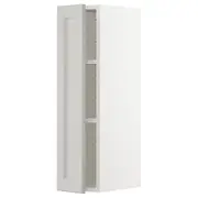 METOD wall cabinet with shelves, white/Lerhyttan light grey, 20x37x80 cm