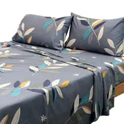 Foliage Grey Bed Sheet Set 4 Piece 620 TC