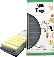 Breast Milk Freezer Storage Trays, 10-1oz Bars, 2 Gray Silicone Tray Containers w/Leak Resistant Lids,