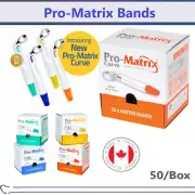 Dental Pro-Matrix Bands Straight or Curved, 6mm or 45mm, 50/Box Blue Teal Orange