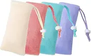 Outanaya 4 Pack Soap Pouches Exfoliating Mesh Bag for Bar Soaps Anti-slip Foaming Bag Drawstring Closure for Travel Home