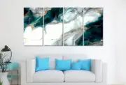 Marble Gold Blue Abstract 3 & 4 Panels Australian Made Wall Canvas High Quality
