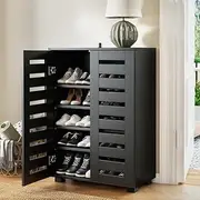 Artiss Shoe Rack Storage Cabinet 20 Pairs 5-Tier Organiser Shelf Cupboard Black