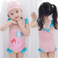 在飛比找momo購物網優惠-【小衣衫童裝】可愛粉色小豬連體泳衣(1060509)