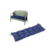 Outdoor Loveseat Cushion Outdoor Bench Cushion Long Seat Pad with Ties for Indoor Outdoor Furniture-Blue