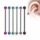 6Pcs Multi-colour Ear Industrial 38mm Bar Scaffold Barbell Ring Jewelry Piercing