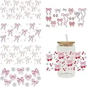 6 Sheets Bowknot UV DTF Cup Transfer Stickers, Bowknot Transfer Cup Rub Waterproof on Stickers, DI Decals Transfer