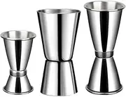 iDopick 304 Stainless Steel Cocktail Double Jigger, 3 Pack Japanese Style Bar Measuring Jigger Cocktail Alcohol Measuring Tools for Bartender Bartending, 15/30ml 30ml/50ml 30ml/60mlz, Silver