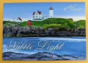 Postcard ME. The Cape Neddick Lighthouse (The Nubble Light). Maine