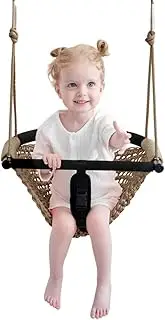 nets Tribe 2 -in- 1 Toddler Swing. Swing Seat for Kids with Adjustable Ropes, for Kids Heavy Duty Rope Play Secure Children Swing Set, for Outdoor Indoor, Backyard. Upgrade Product (Light Brown)