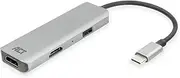 ACT USB C HDMI Adapter with Aluminium Housing, 4K@30Hz Dual HDMI, USB 3.0 Port 5Gbps, to Connect 2 Additional Monitors - AC7013