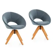 Costway 2pcs Swivel Velvet Office Chair Desk Accent Chair Height Adjustment Armchair Home Work Study Grey