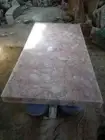 Stunning Rose Quartz Stone Dining Table Handmade Furniture Cafeteria Counter Top