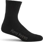 [Hard Yakka] Men's Core Cotton Rich Padded Quarter Crew Sock, Black, Size 7-12 (Pack of 5)