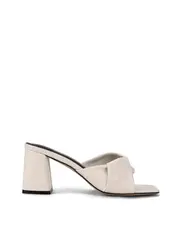 Story Block Heel Mules - Chalk White Leather