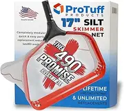 ProTuff 17" Pool Silt Net - Heavy Duty Fine Mesh Silt & Sand Swimming Pool Skimmer Cleans 3X Faster Than Vacuum - 18 Inch Leaf Rake Bag for Pollen, Gnats