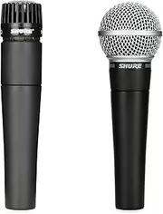 Shure SM57 & SM58 Microphone Set - Professional Dynamic Cardioid Pair for Instruments & Vocals - Crisp Sound & Versatile Performance
